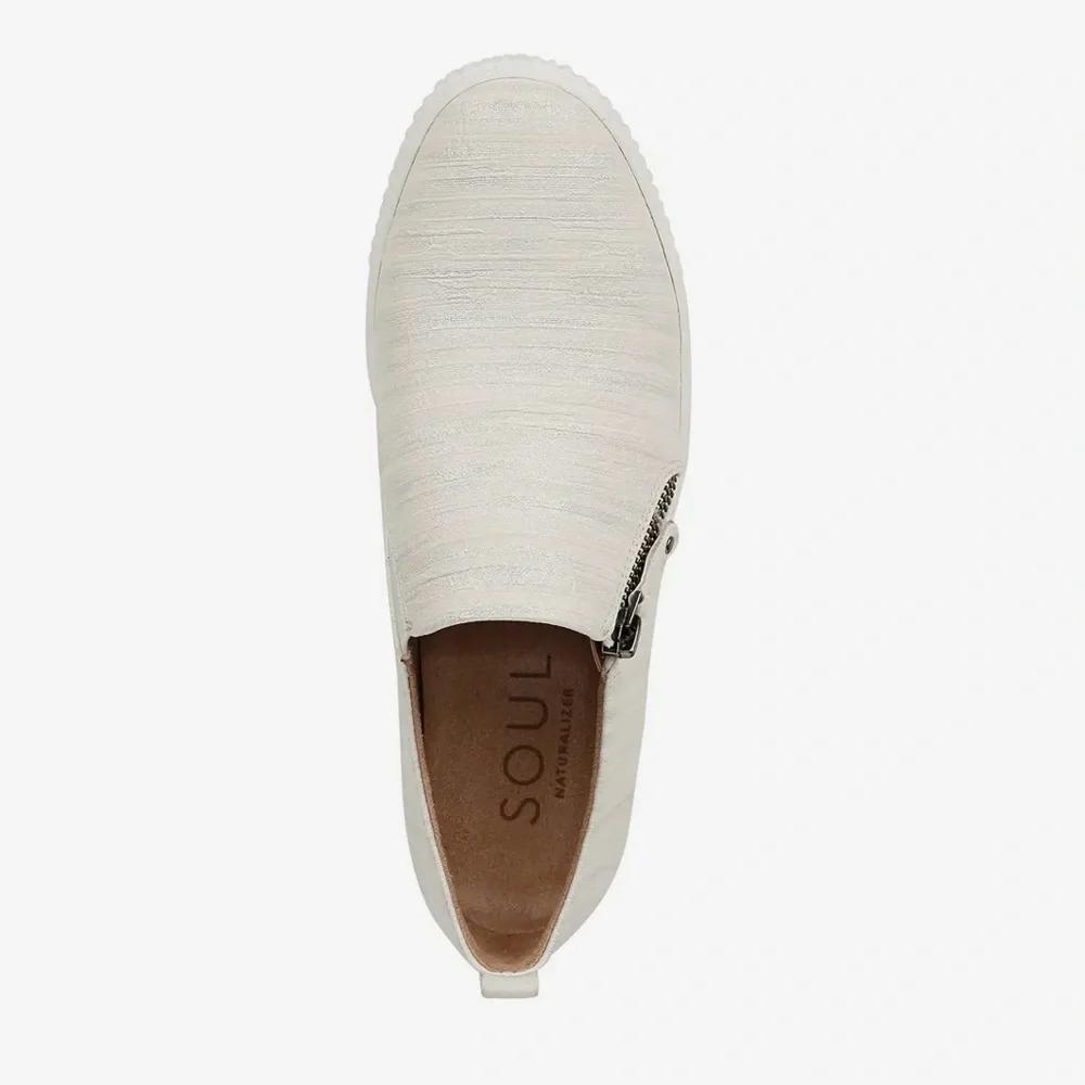 SOUL Naturalizer Slip-On White Metallic Sneakers Sz 10
